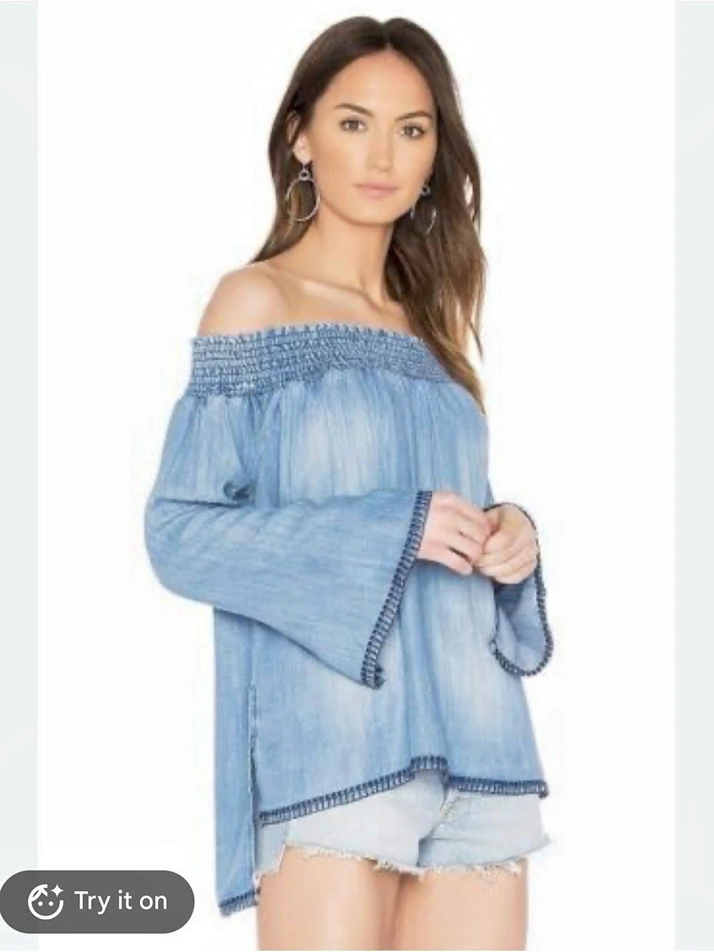 Bella Dahl Off-Shoulder Chambray Shirt